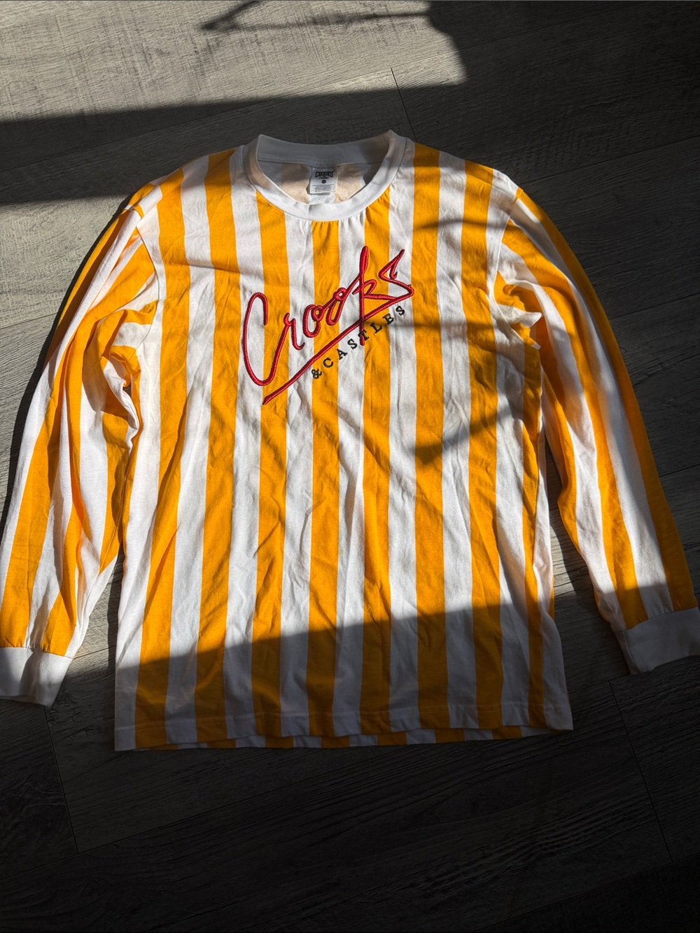 Crooks & Castles Yellow & White Striped Long Sleeve Tee